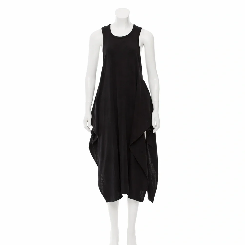 STELLA McCARTNEY Black Sleeveless Longline Draped Tunic Dress Top Size M